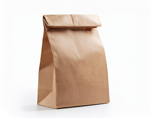 a brown paper bag isolated on white background