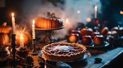 Halloween Pie and Candles.
