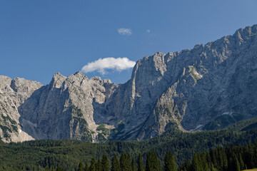Fototapeta premium Alps, view of the peaks from the area around Lago del Predil