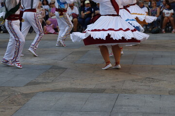 Basque folk dance exhibition in an outdoor festival