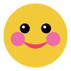 Happy Emoji with Blush Cheeks, Yellow Circle with Bright Eyes and Smile
