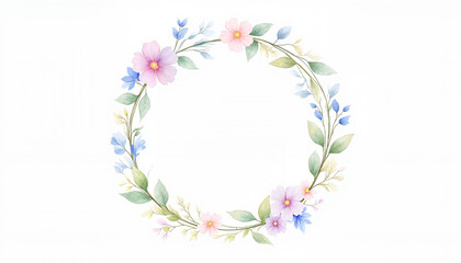 Delicate Easter wreath with pastel flowers and greenery