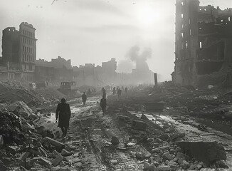 Post-war Berlin, showing the devastation of the city after World War II