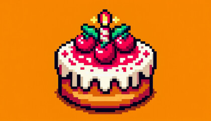 Christmas themed 8bit pixel art illustration