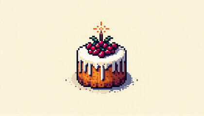 Christmas themed 8bit pixel art illustration