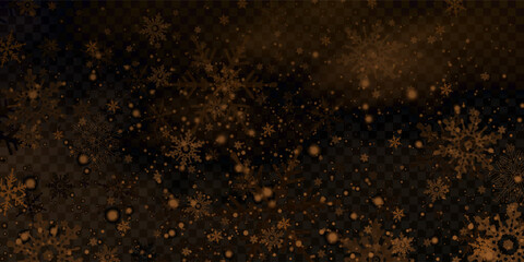 Stock vector illustration falling snow. Snowflakes, snowfall. Transparent background. Fall of snow.	