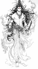Fototapeta premium Anime Manga Ancient Hybrid God: Half Human, Half Creature