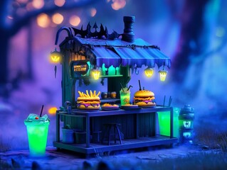 Naklejka premium Halloween Food Stand.