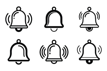 Notification bell icon bundle set in line art style