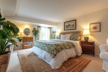 Fototapeta premium Comfortable and Stylish Bedroom Interior Design