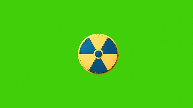 4k animation of radiation icon isolated on green screen