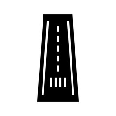 Plane runway icon in outline style.  Customizable thin and black line illustration. Contour symbol.