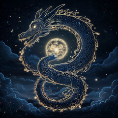 magical symbol snake dragon in the sky