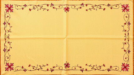 Autumn embroidery tablecloth with leaf pattern border