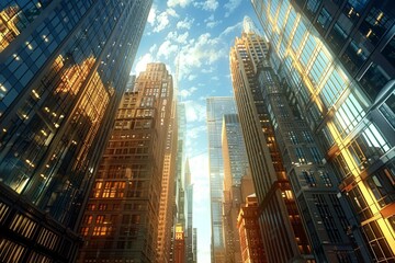 Fototapeta premium City Skyline with Modern High-Rise Buildings