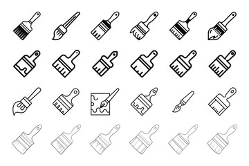 Paint brush icon bundle set in vector