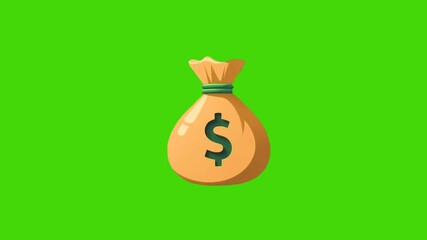 4k animation of money bag isolated on green screen