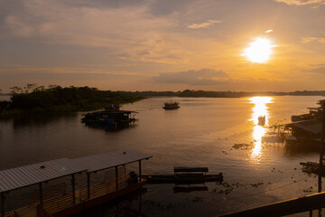 Sunset over the Amazonas river