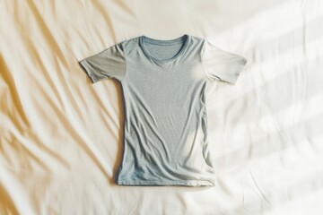 gray t-shirt on white fabric background