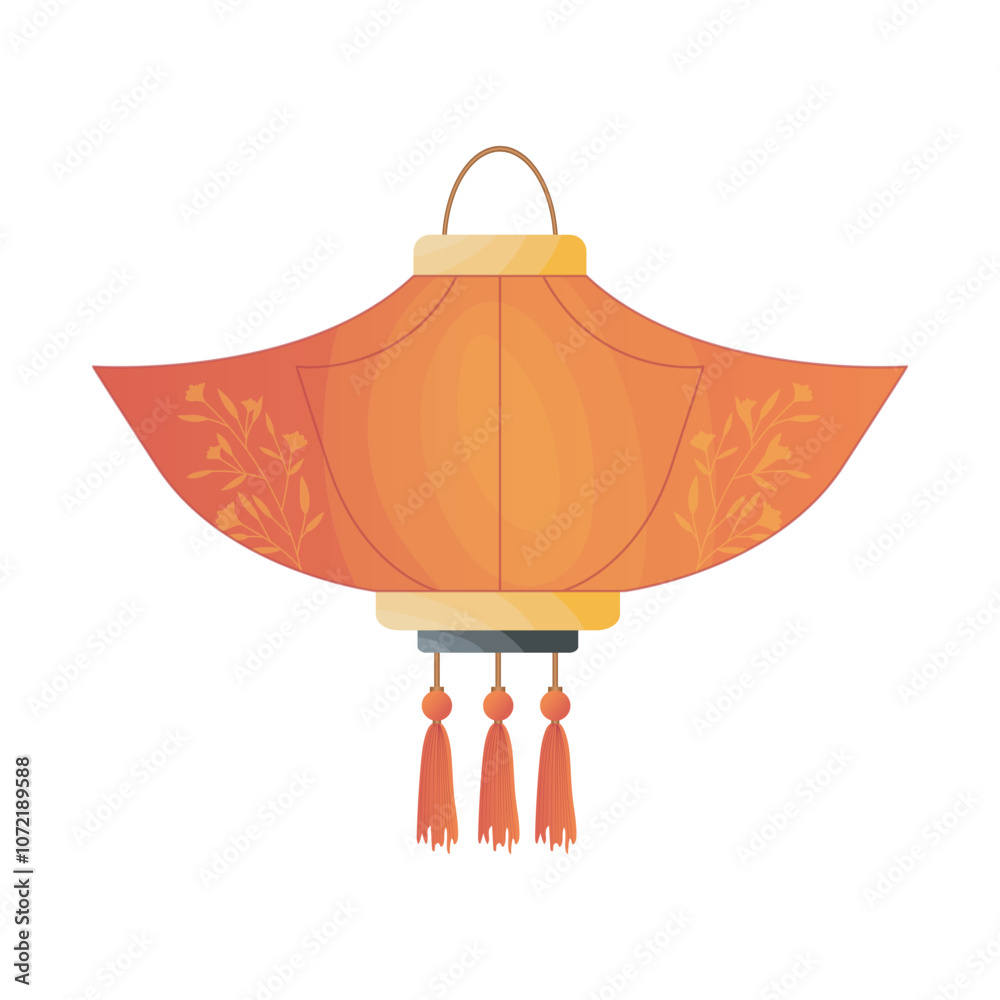 Aufkleber chinese lantern in flat design. traditional red paper lamp with tassels. vector illustration isolate