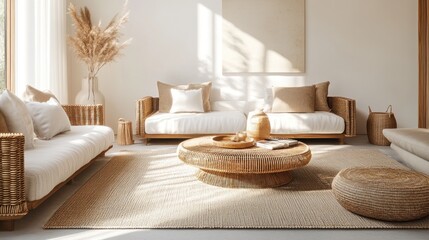 Modern Living Room with Wicker Furniture