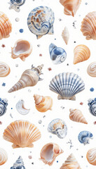 Fototapeta premium Seashells and starfish in a marine-inspired natural design