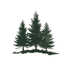 Obraz premium pine tree silhouettes, white background,