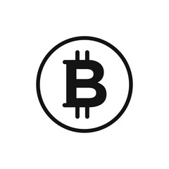 Bitcoin icon black and white vector outline sign
