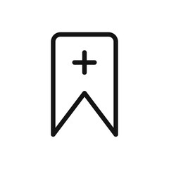 Obraz premium Bookmark add icon black and white vector outline sign