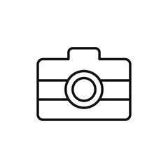 Camera icon black and white vector outline sign