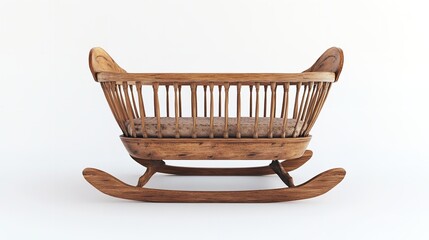 A classic wooden baby cradle featuring a premium solid wood