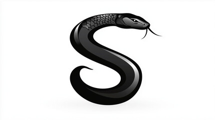 Fototapeta premium A black snake on a white background