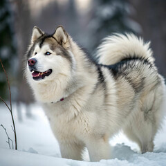 Naklejka premium The Alaskan Malamute is a large, strong, and friendly breed known for its endurance, loyalty.