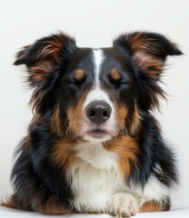 A Border Collie dog with eyes closed