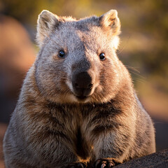 Fototapeta premium Australischer Wombat – niedliches Tierportrait in natürlicher Umgebung