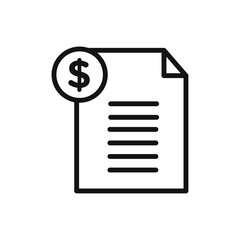 Invoice icon black and white vector outline sign