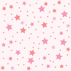 Cute white stars and dots seamless vector patterns. Tiny stars isolated on pink background. Light pastel pink simple infantile sky design. Delicate dotted vector print perfect for fabric, card, mockup