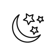 Moon stars icon black and white vector outline sign