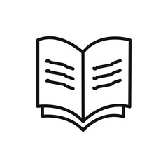 Open Book icon black and white vector outline sign