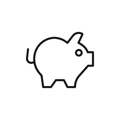 Piggy bank icon black and white vector outline sign