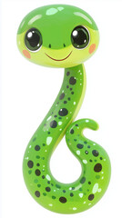 Cute green snake, Adorable green snake with a curved body, The Year of the snake