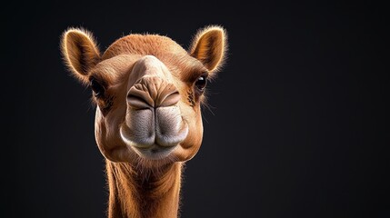 Obraz premium Minimalist Camel Portrait on Dark Background
