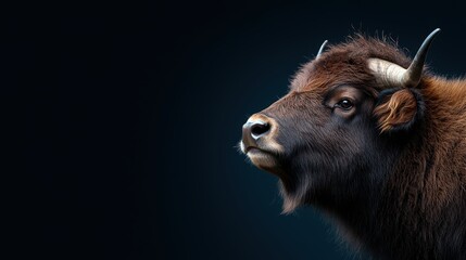 Fototapeta premium Majestic Profile of a Minimalist Ox in Dark Background