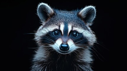 Obraz premium Minimalist Raccoon Portrait on Dark Background