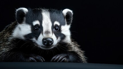 Charming Badger Portrait on Dark Background