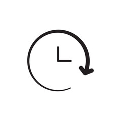 Time forward icon black and white vector outline sign