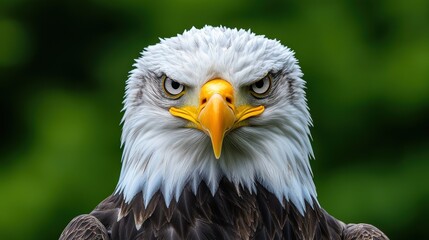 Obraz premium Majestic Eagle with Striking Features and Green Background
