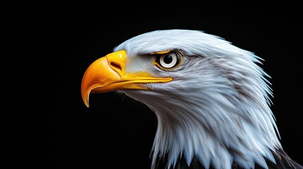 Minimalist Eagle Portrait on Black Background
