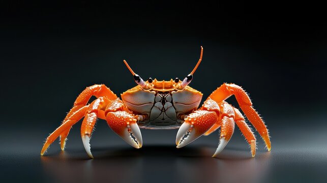 Vibrant Minimalist Crab on Dark Background