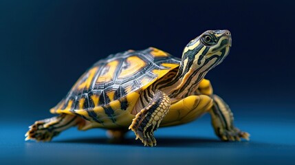Obraz premium Minimalist Turtle on Blue Background